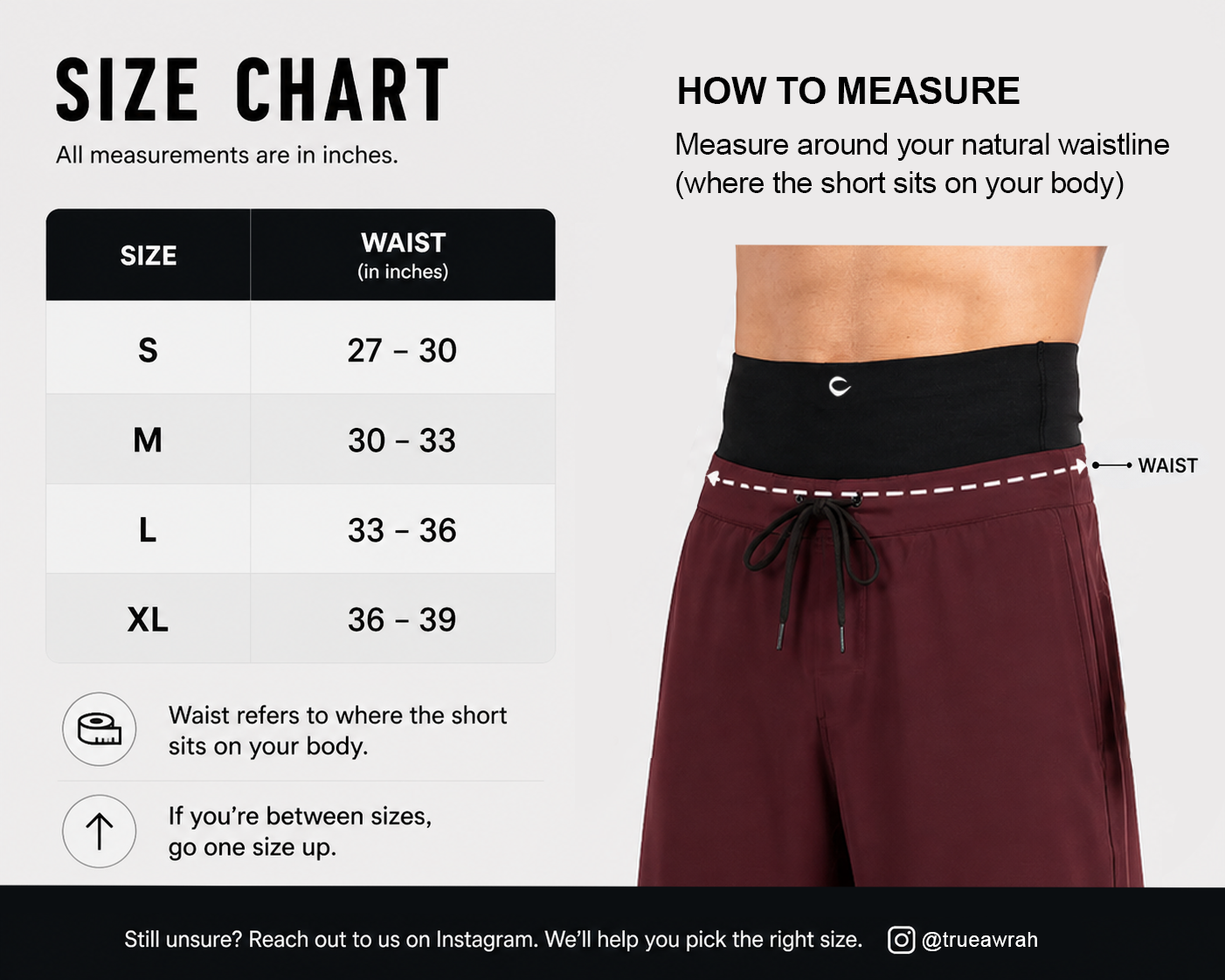 double layer awrah short size chart